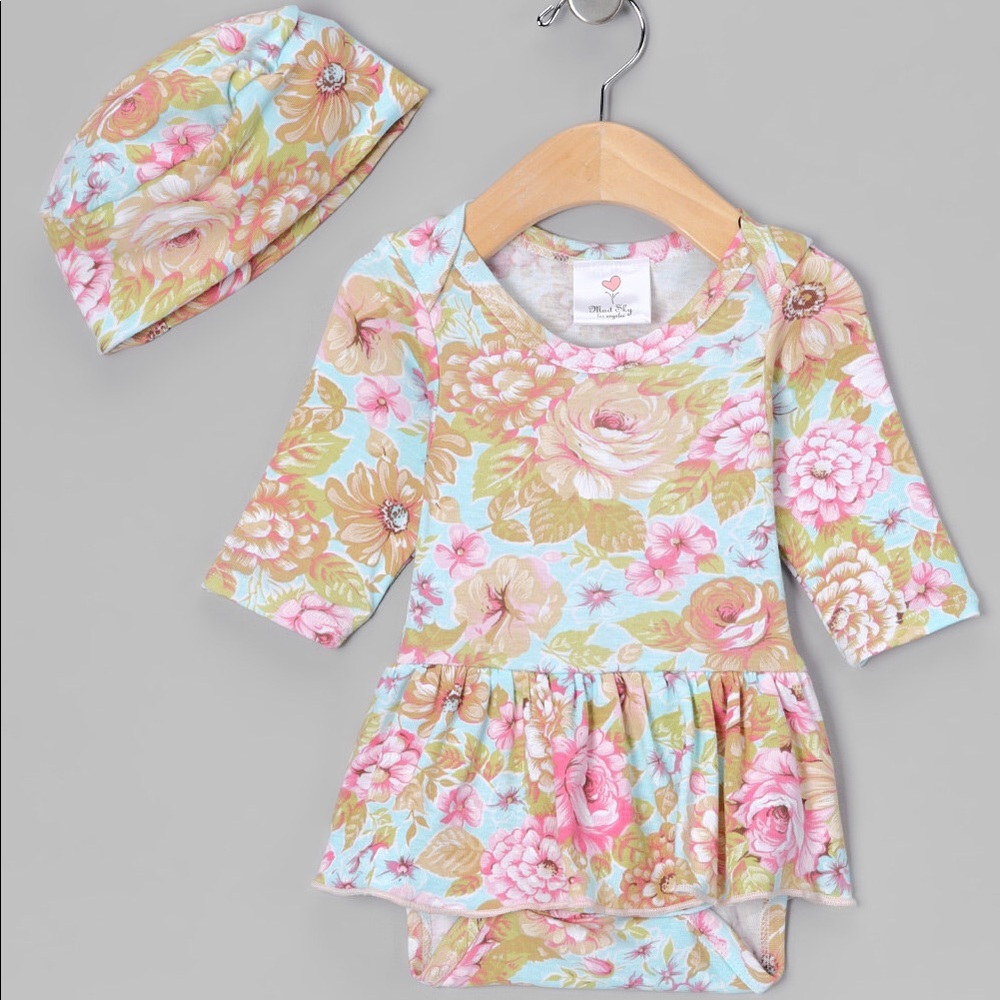 Mad Sky Baby Floral Onesie & Hat Set 6M